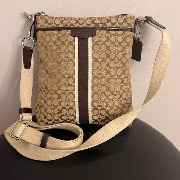 COACH Signature Stripe North/South Swingpack Crossbody Bag - Picture 2 of 13